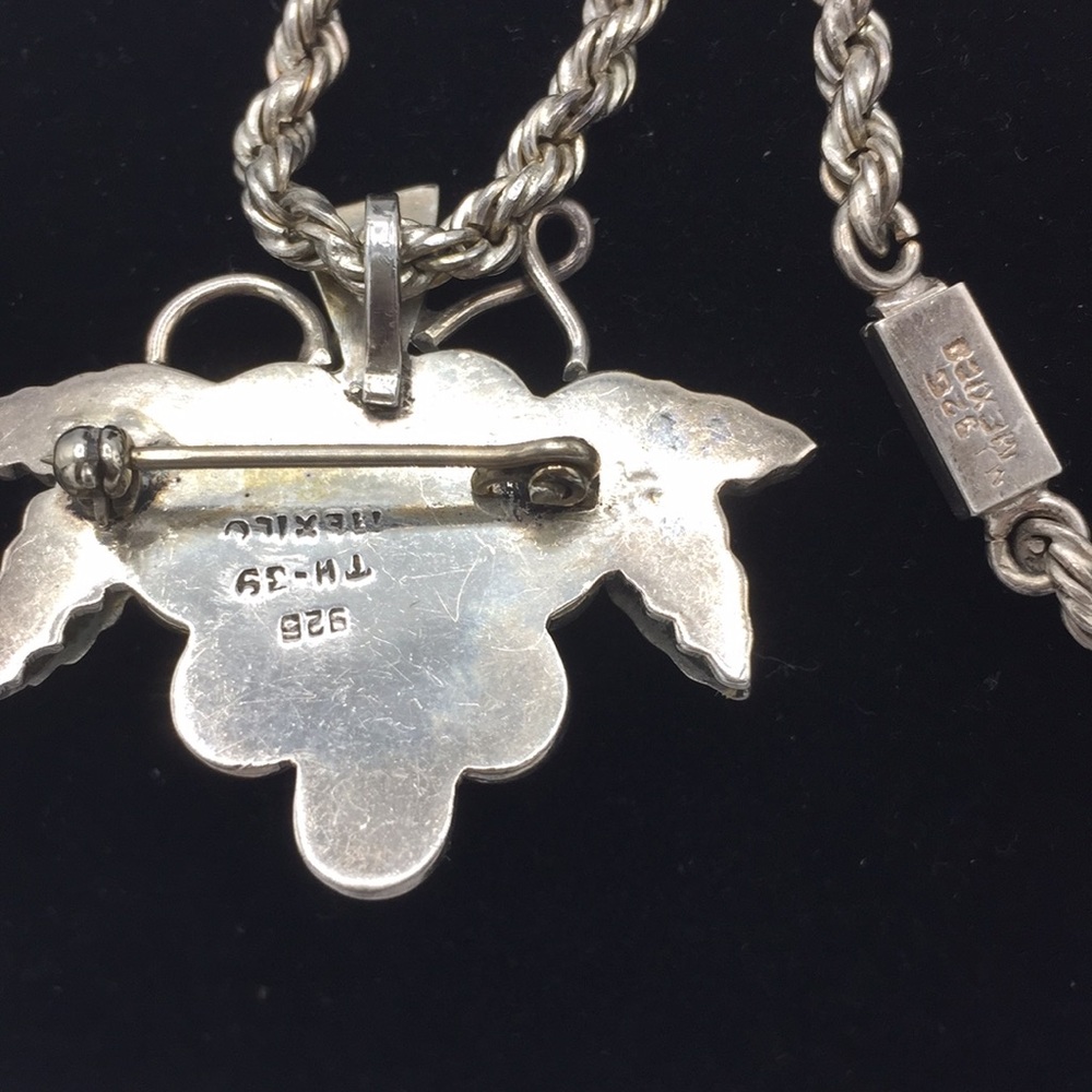 Sterling Silver Solid Rope Chain and Grape Pin - Picture 6 of 6